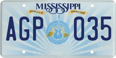 MS license plate AGP035