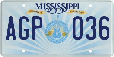 MS license plate AGP036