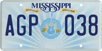 MS license plate AGP038