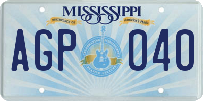 MS license plate AGP040