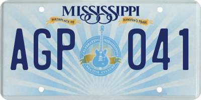 MS license plate AGP041