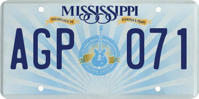 MS license plate AGP071