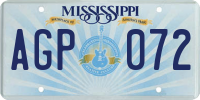 MS license plate AGP072