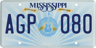 MS license plate AGP080