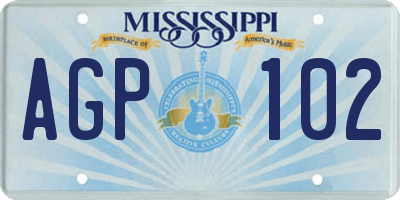MS license plate AGP102