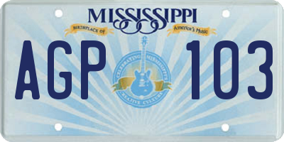 MS license plate AGP103