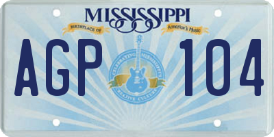 MS license plate AGP104