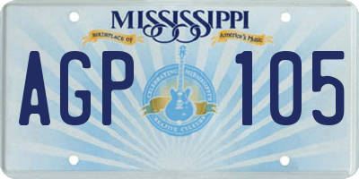 MS license plate AGP105