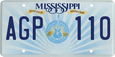MS license plate AGP110