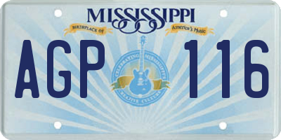 MS license plate AGP116