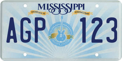 MS license plate AGP123