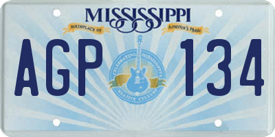MS license plate AGP134