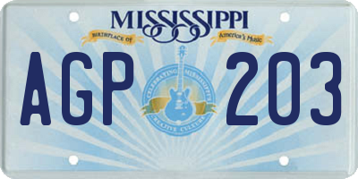 MS license plate AGP203
