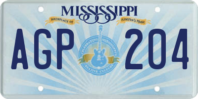 MS license plate AGP204