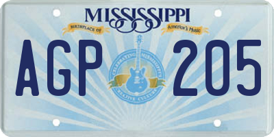 MS license plate AGP205