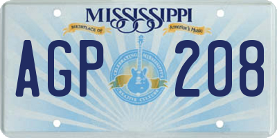 MS license plate AGP208