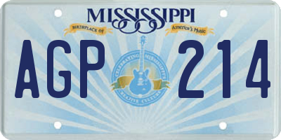 MS license plate AGP214