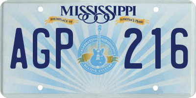 MS license plate AGP216