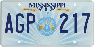 MS license plate AGP217