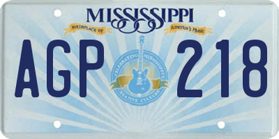 MS license plate AGP218