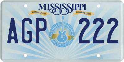 MS license plate AGP222