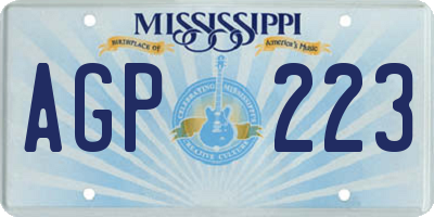 MS license plate AGP223