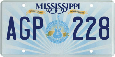 MS license plate AGP228