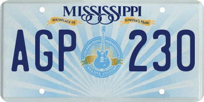 MS license plate AGP230