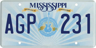 MS license plate AGP231