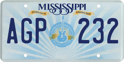 MS license plate AGP232