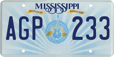 MS license plate AGP233