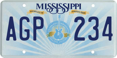 MS license plate AGP234