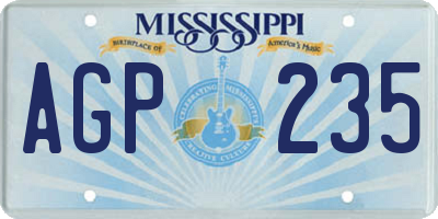 MS license plate AGP235