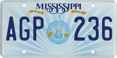MS license plate AGP236