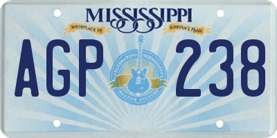 MS license plate AGP238