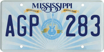 MS license plate AGP283