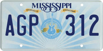 MS license plate AGP312