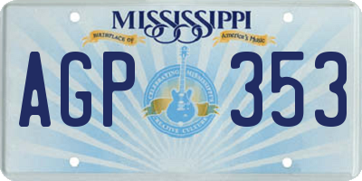 MS license plate AGP353