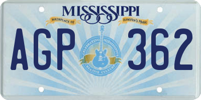 MS license plate AGP362