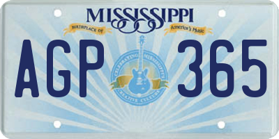 MS license plate AGP365