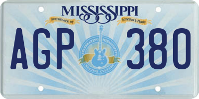 MS license plate AGP380