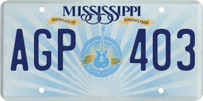 MS license plate AGP403