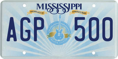 MS license plate AGP500