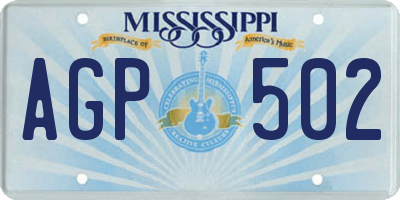 MS license plate AGP502
