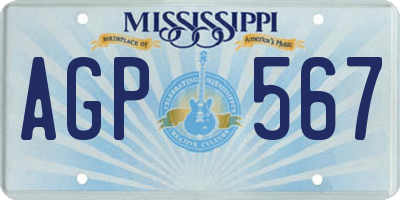 MS license plate AGP567
