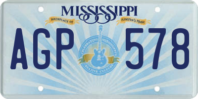 MS license plate AGP578