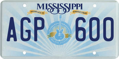 MS license plate AGP600