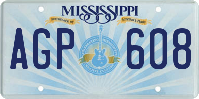 MS license plate AGP608