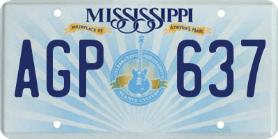 MS license plate AGP637