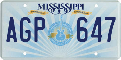 MS license plate AGP647